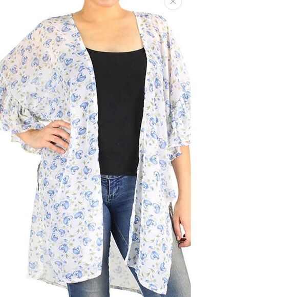 NWT size M/L crepe floral print beach coverup kimono. - Picture 1 of 6